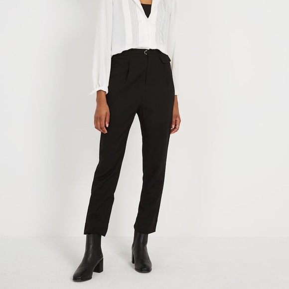 Frank & Oak Pants - Frank and Oak High Waisted Pleated Pants